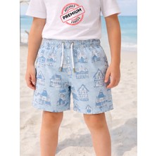 Casabony Erkek Çocuk Baskılı Deniz Şort Mayo Astarlı