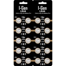I-Gen Batteries LR44 1.5V Alkalin Düğme Pil (AG13, A76, L1154)