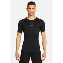 Nike Dri-Fit Erkek Tişört Slim Fit Polyester Kumaş ile Günlük Kullanım İçin Siyah