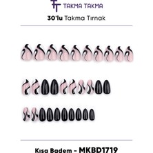 Takma Takma MKBD1719 Kısa Badem Standart Beden 30'lu Tekrar Kullanılabilir Protez Takma Tırnak