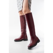 Sibel Gürel 2024-3007 Bordo Fermuarlı Günlük Kadın Çizme