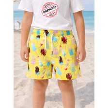 Casabony Erkek Çocuk Baskılı Deniz Şort Mayo Astarlı