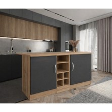T Designo Wanda 2 Kapaklı Mutfak Adası - Çok Amaçlı Dolap - Hazır Mutfak Dolabı - Erzak-Kiler Dolabı