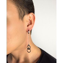 Winy Concept Kelepçe Figürlü ve Zincir Detaylı Erkek Çelik Küpe - 14 mm