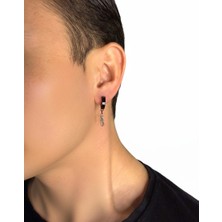 Winy Concept Mustafa Kemal Atatürk İmzalı Siyah Çelik Halka Küpe - 13 mm