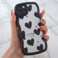 Fibaks Apple iPhone 15 Plus Uyumlu Kılıf Aynalı Kalp Desenli Yumuşak Kenarlı Kamera Korumalı Silikon Kapak