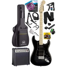 Hype Store Maxword MAP-45BK-30AMP 30W Bt Amfili Siyah Elektro Gitar Seti Hss Manyetik Maple Klavye Strat Kasa
