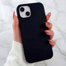 Fibaks Apple iPhone 15/14/13 Kılıf Kadife Lansman Soft Yumuşak Liquid Siyah Silikon Kamera Korumalı Kapak