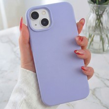 Fibaks Apple iPhone 15/14/13 Kılıf Kadife Lansman Soft Yumuşak Liquid Lila Silikon Kamera Korumalı Kapak