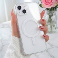 Fibaks Apple iPhone 15 Kılıf Magsafe Wireless Kablosuz Şarj Destekli Sert Şeffaf Darbe Emici Kapak