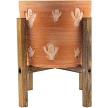 Hype Store Bitki Tasarımı Ev Dekorasyon Aksesuar Kaktüs Desenli Toprak Saksı Saksılık Salon Çiçeklik 4 Ayaklı -