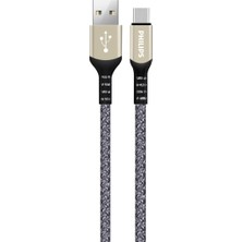 Hype Store Phılıps DLC5001 Usb-C Şarj ve Data Kablosu, Hızlı Şarj, 3A Yüksek Akım, 1 Metre, Dayanıklı Örgü Kabl