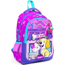 Hype Store Kedi Köpek Desenli Kız Çocuk Ilkokul Çantası ve Günlük Sırt Çantası