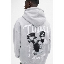 Bellanova Unisex 3 Iplik Kapüşonlu Kanguru Cepli Rap Temalı Baskılı Oversize Street Sweatshirt