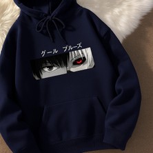 Bellanova Unisex 3 Iplik Kapüşonlu Kanguru Cepli Göz Desenli Oversize Street Sweatshirt