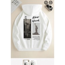 Bellanova “new York Baskılı Kapüşonlu Sweatshirt, Şehir Temalı Arka Baskı, Rahat Günlük Oversize Unisex”