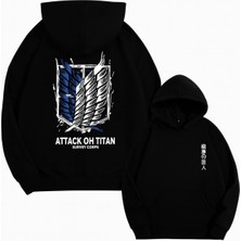 Bellanova “3 Iplik Kanguru Cepli Kapüşonlu, Arkası Kanat Desenli Anime Tarzı Baskılı Sweatshirt”