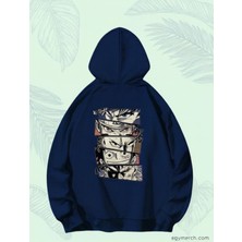 Bellanova Unisex Oversize Kapüşonlu Anime Tarzı Çoklu Karakter Grafik Baskılı Sokak Modası Sweatshirt