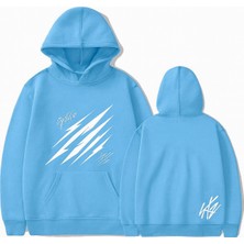 Bellanova 3 Iplik Kapüşonlu, Kanguru Cepli, Ön ve Arka Pençe Çizik Baskılı Oversize Sweatshirt