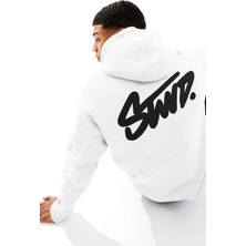 Bellanova Unisex 3 Iplik Oversize Kapüşonlu Kanguru Cepli Swnd Yazılı Sırt Baskılı Sweatshirt