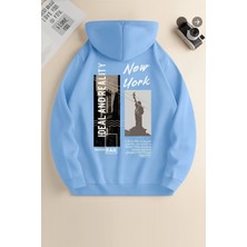 Bellanova “new York Baskılı Kapüşonlu Sweatshirt, Şehir Temalı Arka Baskı, Rahat Günlük Oversize Unisex”