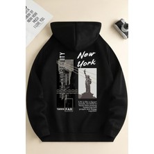 Bellanova “3 Iplik Kapüşonlu Kanguru Cepli New York Baskılı Oversize Sweatshirt”