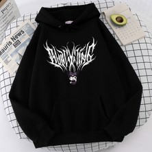 Bellanova Unisex 3 Iplik Kapüşonlu Kanguru Cepli Gotik Yazı Baskılı Oversize Street Sweatshirt
