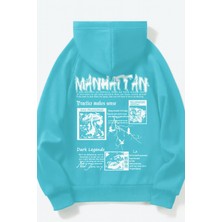 Bellanova “manhattan Baskı Arkası Yazılı Kapüşonlu Unisex Sweatshirt Şehir Temalı Modern Sokak Stili”