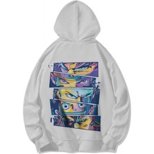 Bellanova Unisex Oversize Kapüşonlu Anime Göz Panelli Streetwear Grafik Baskı Sweatshirt