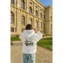 Bellanova Unisex Oversize 3 Iplik Şardonlu Kalın Kumaş Arka Yazı Baskılı Kapüşonlu Sweatshirt