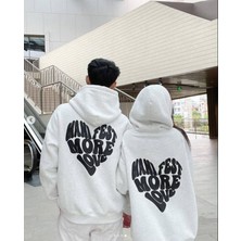 Bellanova Unisex Kapüşonlu Sweatshirt 3 Iplik Rahat Kesim Kanguru Cepli Manifest More Love Kalp Baskılı