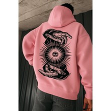 Bellanova “3 Iplik Kapüşonlu Kanguru Cepli, Arkada Büyük ‘el ve Göz Enerji’ Illüstrasyon Baskılı Hoodie”