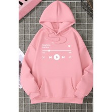 Bellanova “3 Iplik Kanguru Cepli Müzik Oynatıcı Baskılı Kapüşonlu Sweatshirt Rahat Oversize”