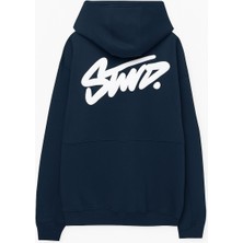 Bellanova Unisex 3 Iplik Oversize Kapüşonlu Kanguru Cepli Swnd Yazılı Sırt Baskılı Sweatshirt