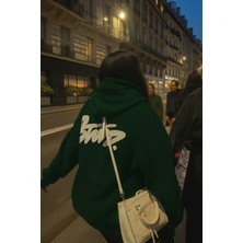 Bellanova Unisex 3 Iplik Oversize Kapüşonlu Kanguru Cepli Swnd Yazılı Sırt Baskılı Sweatshirt