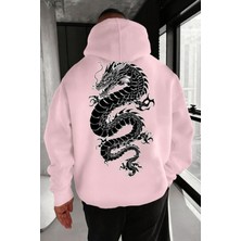 Bellanova "3 Iplik Kapüşonlu Kanguru Cepli Ejderha Baskılı Unisex Hoodie Sweatshirt"