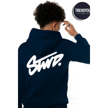 Bellanova Unisex Oversize 3 Iplik Kapüşonlu Sweatshirt Swnd Yazı Baskılı Rahat Günlük Tarz Hoodie