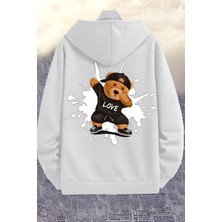 Bellanova Unisex Kapüşonlu 3 Iplik Şardonlu Kanguru Cepli Dans Ayıcıklı Baskılı Hoodie