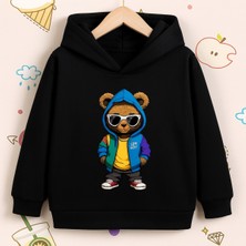 Bellanova Unisex Kapüşonlu 3 Iplik Şardonlu Kanguru Cepli Cool Ayıcıklı Baskılı Hoodie
