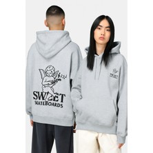 Bellanova Unisex 3 Iplik Kapüşonlu Kanguru Cepli Sweatshirt Müzik Çalan Melek Baskılı Oversize