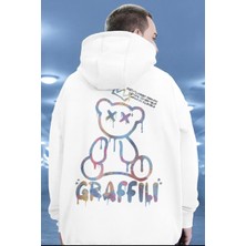 Bellanova “erkek Oversize Kapüşonlu Renkli Grafiti Ayı Baskılı Hoodie”