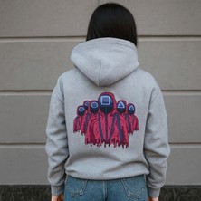 Bellanova Unisex Kapüşonlu 3 Iplik Şardonlu Kanguru Cepli Geometrik Maskeli Ekib Baskılı Hoodie