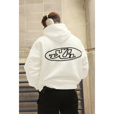 Bellanova Erkek Kapüşonlu Sweatshirt Oval Grafik Harf Baskılı Oversize Hoodie