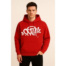 Bellanova Kapüşonlu Sweatshirt - Unisex - Oversize - 3 Iplik Şardonlu - Graffiti Baskılı