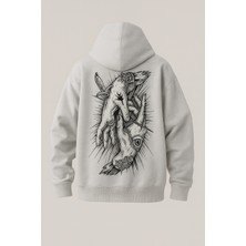 Bellanova Kapüşonlu Kanguru Cepli Oversize Sweatshirt Arka Grafik Baskılı Tarz Sokak Stili Rahat Günlük