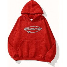 Bellanova Unisex Üç Iplik Kapüşonlu Sweatshirt Reverse Baskılı Kanguru Cepli Rahat Oversize Hoodie