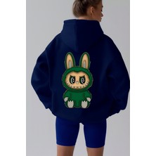 Bellanova Kadın Kapüşonlu Sweatshirt – Arkası Karikatür Baskılı, Oversize Rahat Kesim Hoodie