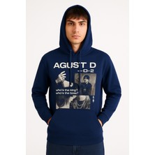 Bellanova Agust D Baskılı Kapüşonlu Sweatshirt - Kanguru Cepli - 3 Iplik Şardonlu Rahat Unisex Hoodie