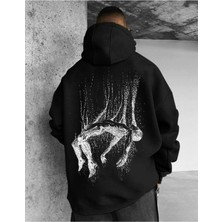 Bellanova Oversize Kapüşonlu Sweatshirt – Sırt Tarafında Soyut Sanat Deseni