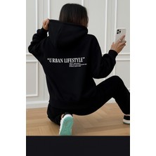 Bellanova Unisex 3 Iplik Kanguru Cepli Kapüşonlu Sweatshirt Urban Lifestyle Baskılı Rahat Günlük Stil